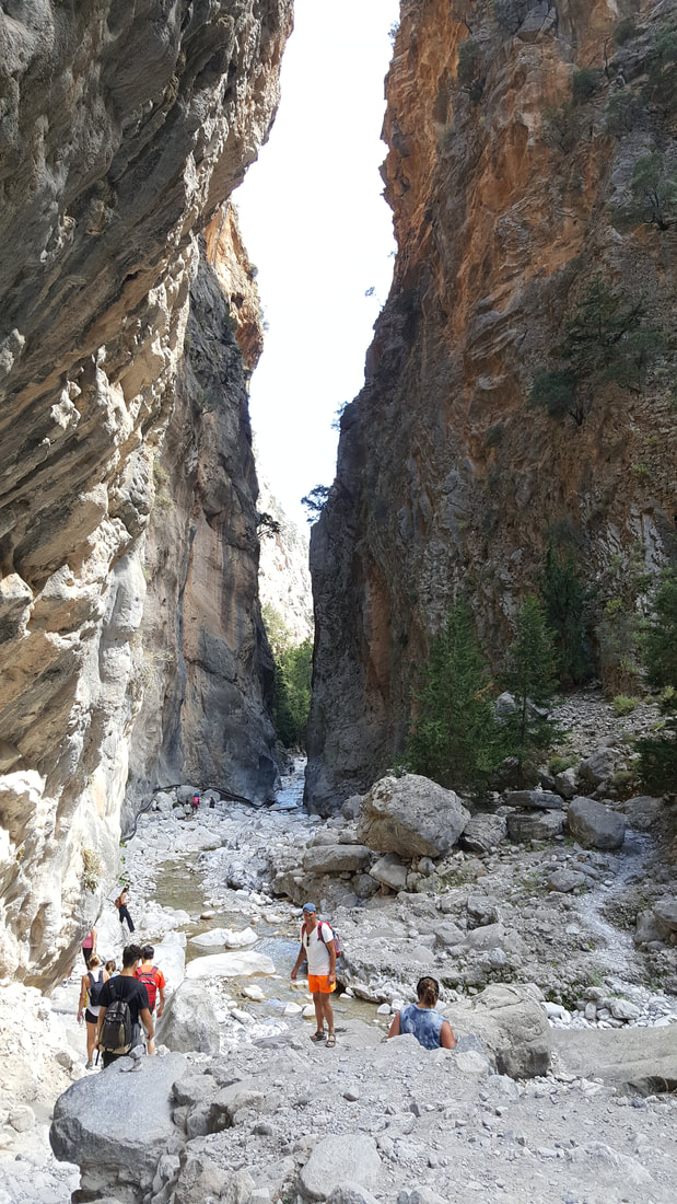 Hiking the Samaria Gorge and almost at the narrowest point