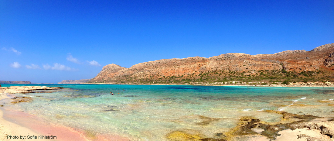 On the shore of Balos Bay where the sands have pink coral and clear waters