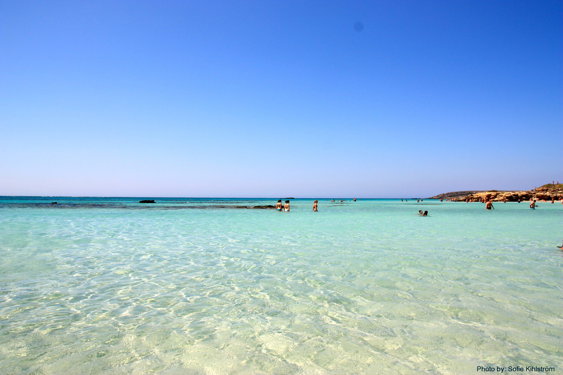 Elafonissi beach with clear waters and variety of blue colors