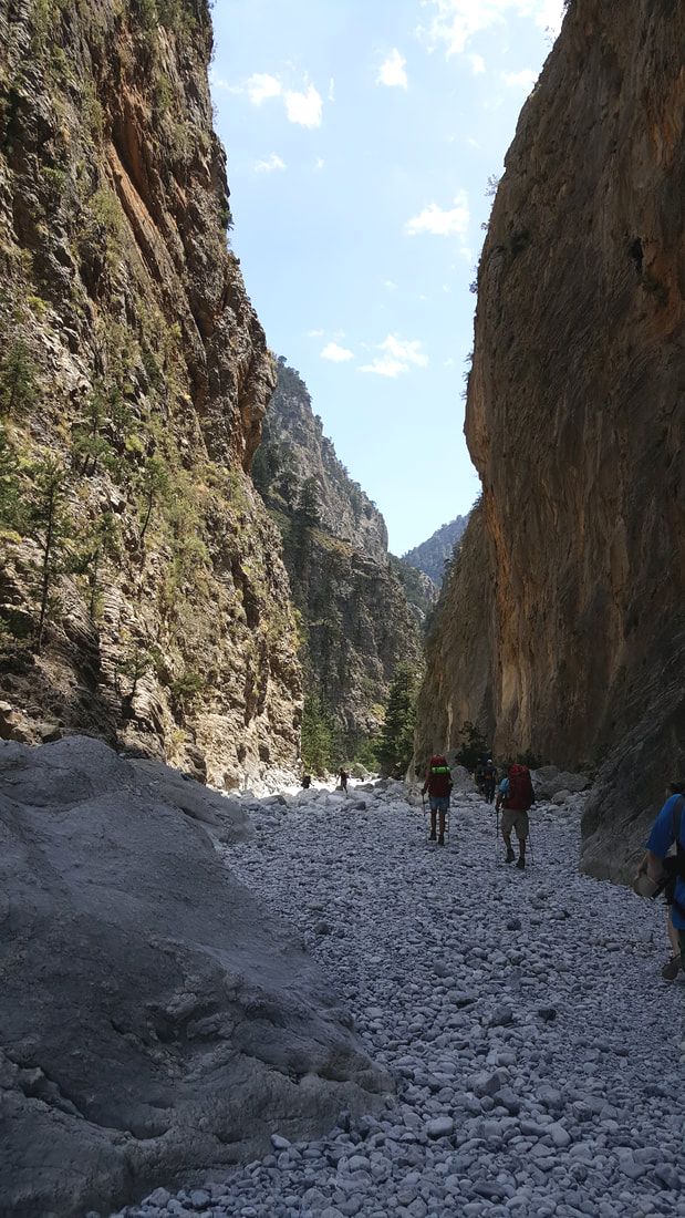 Views from the footpath after passing the narrowest point of the Samaria Gorge